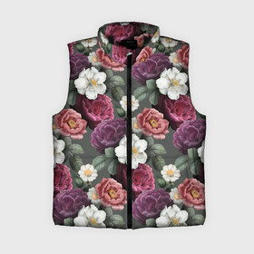 Женский жилет утепленный 3D с принтом Bouquet of flowers pattern в городе Новоалтайск,  |  | flower | flowers | girl | woman | девушкам | девушки | листья | подарок | тропические цветы | цветочки | цветы