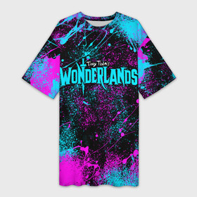 Платье-футболка 3D с принтом TINY TINAS  WONDERLANDS  БРЫЗГИ в городе Новоалтайск,  |  | 2k | borderlands | dragon | fire | games | neon | role playing | shooter | sword | tiny tinas wonderlands | weapon | брызги | дракон | игры | меч | неон | огонь | оружие | фиолетовый | шутер