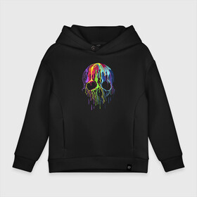 Детское худи Oversize хлопок с принтом Vanguard skull   fashion в городе Новоалтайск, френч-терри — 70% хлопок, 30% полиэстер. Мягкий теплый начес внутри —100% хлопок | боковые карманы, эластичные манжеты и нижняя кромка, капюшон на магнитной кнопке | Тематика изображения на принте: color | fashion | neon | skull | vanguard | авангард | мода | неон | цвет | череп