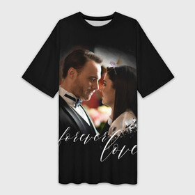 Платье-футболка 3D с принтом Eda and Serkan forever love в городе Новоалтайск,  |  | sen cal kapimi | болат | драма | йылдыз | постучись в мою дверь | сериал | серкан | серкан болат | телесериал | турецкий | турецкий сериал | турция | эда | эда йылдыз