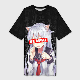 Платье-футболка 3D с принтом Senpai Anime, Неко тян в городе Новоалтайск,  |  | ahegao | anime | japan | kowai | manga | otaku | sempai | senpai | su | waifu | yandere | аниме | ахегао | ковай | лицо | манга | отаку | семпай | сенпай | яндере | япония
