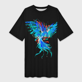 Платье-футболка 3D с принтом Феникс  Phoenix в городе Новоалтайск,  |  | ash | bird | blue | fire | flame | flight | heat | phoenix | rebirth | wings | возрождение | голубая | жар | крылья | огненная | огонь | пепел | перерождение | пламя | полет | птица | феникс