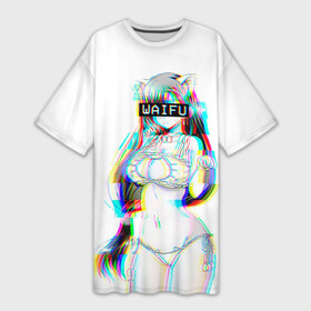 Платье-футболка 3D с принтом Кошкодевочка  Waifu в городе Новоалтайск,  |  | anime | girl | neko | tyan | waifu | аниме | вайфу | девушка | кошачьи | кошка | кошкодевочка | неко | неон | тян | уши | ушки