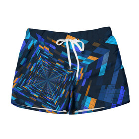 Женские шорты 3D с принтом Geometric pattern   Fashion   Vanguard в городе Новоалтайск, 100% полиэстер | прямой крой, два кармана без застежек по бокам. Мягкая трикотажная резинка на поясе, внутри которой широкие завязки. Длина до середины бедра | fashion | geometric | pattern | vanguard | авангард | геометрия | мода | узор