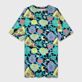 Платье-футболка 3D с принтом nostalgia 90е в городе Новоалтайск,  |  | 90 | 90s | 90е | blue | nostalgia | pattern | pizza | pizza slice | retro | rose | star | stripes | tamagotchi | yangyang | yellow | yinyang | желтый | звезда | иньянь | инян | инянь | кусок пиццы | нло | ностальгия | паттерн | пицца | полоски |