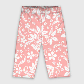 Велосипедки 3D с принтом Белый цветочный узор в городе Новоалтайск,  |  | fashion | flowers | pink | provence | vintage | абстрактный узор | белые цветы | белый узор | бутоны | ветки | винтаж | винтажный стиль | кружева | лепестки | нежные цветы | орнамент | пастельный | прованс