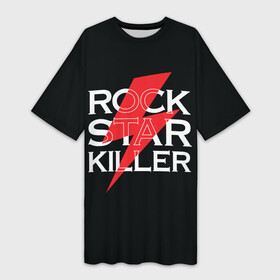 Платье-футболка 3D с принтом ROCK STAR KILLER в городе Новоалтайск,  |  | anarchy | garage | hard rock | metal | music | punk rock | punks not dead | rock music | rocker | rocknroll | анархия | гаражный рок | гитара | гранж | металл | музыка | панк рок | рок музыка | рок н ролл | рокер | трэш метал | тяжелый рок | хард рок