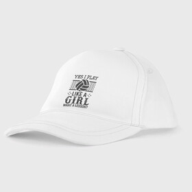 Детская бейсболка с принтом Play   Like A Girl в городе Новоалтайск, 100% хлопок | классический козырек, металлическая застежка-регулятор размера | Тематика изображения на принте: game | sport | volley | volleyball | волейбол | волейболист | волейболистка | игра | мяч | спорт | спортсмен | тренер