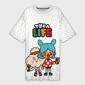 Платье-футболка 3D с принтом Toca Life Art в городе Новоалтайск,  |  | avatar | citytoca | holiday | life | toca | world | аватар | ворлд | каникулы | лайф | нари | персонаж | рита | тамагочи | тока | тока бока