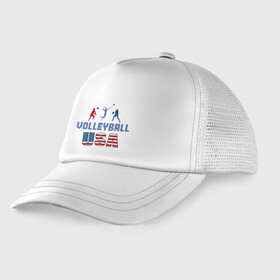 Детская кепка тракер с принтом USA   Volleyball в городе Новоалтайск, Козырек - 100% хлопок. Кепка - 100% полиэстер, Задняя часть - сетка | универсальный размер, пластиковая застёжка | Тематика изображения на принте: game | sport | usa | volley | volleyball | волейбол | волейболист | волейболистка | игра | мяч | спорт | спортсмен | сша | тренер