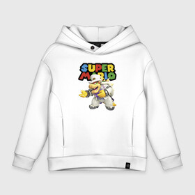 Детское худи Oversize хлопок с принтом Super mario   Bowser в городе Новоалтайск, френч-терри — 70% хлопок, 30% полиэстер. Мягкий теплый начес внутри —100% хлопок | боковые карманы, эластичные манжеты и нижняя кромка, капюшон на магнитной кнопке | bowser | bracelet | claws | fangs | hat | hero | jaw | suit | super mario | video game | боузер | браслет | видеоигра | герой | клыки | когти | король купа | костюм | пасть | персонаж | шляпа