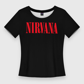 Женская футболка 3D Slim с принтом Nirvana in Red в городе Новоалтайск,  |  | 90 | batman | grunge | kurt cobain | nirvana | rock | бетмен | бэтмен | гранж | курт кобейн | музыка | нирвана | рок