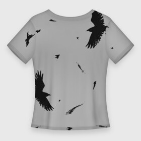 Женская футболка 3D Slim с принтом Raven 2 в городе Новоалтайск,  |  | crow | grafic | ink | monochrome | mork2028 | raven | ворон | ворона | вороны | графика | чёрно белое