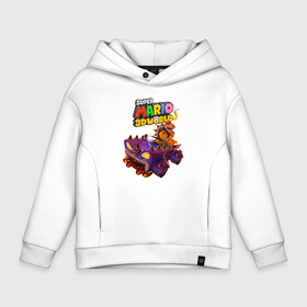 Детское худи Oversize хлопок с принтом Точило Боузера   Super Mario 3D World в городе Новоалтайск, френч-терри — 70% хлопок, 30% полиэстер. Мягкий теплый начес внутри —100% хлопок | боковые карманы, эластичные манжеты и нижняя кромка, капюшон на магнитной кнопке | bowser | bracelet | car | hero | jaw | super mario | video game | автомобиль | боузер | браслет | видеоигра | герой | пасть | супер марио