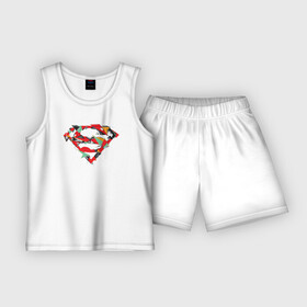 Детская пижама с шортами хлопок с принтом Logo Superman в городе Новоалтайск,  |  | dc | буква | герой | знак | кларк кент | комиксы | логотип | персонаж | супермен