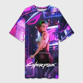 Платье-футболка 3D с принтом Cyberpunk 18+ Judy в городе Новоалтайск,  |  | 2077 | cyberpunk | cyberpunk 2077 | judy | night city | vi | ви | джуди | жуди | кибер | киберпанк | найтсити | панк