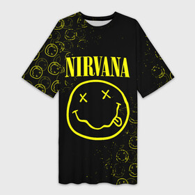 Платье-футболка 3D с принтом NIRVANA (логотипы) в городе Новоалтайск,  |  | nirvana | альтернативный рок | группа | курт кобейн | лого | логотип | логотип нирвана | музыка | нирвана | песни | рок