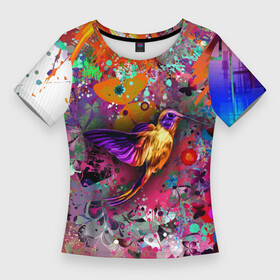 Женская футболка 3D Slim с принтом Колибри  Floral Pattern в городе Новоалтайск,  |  | butterfly | color | fashion | hummingbirds | pattern | бабочка | колибри | мода | узор | цвет