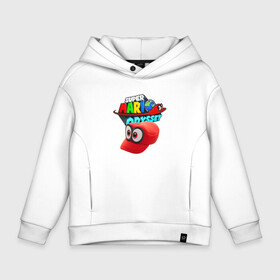 Детское худи Oversize хлопок с принтом Super Mario Odyssey   Nintendo   Бейсболка в городе Новоалтайск, френч-терри — 70% хлопок, 30% полиэстер. Мягкий теплый начес внутри —100% хлопок | боковые карманы, эластичные манжеты и нижняя кромка, капюшон на магнитной кнопке | baseball cap | eyes | nintendo | odyssey | super mario | video game | бейсболка | видеоигра | глаза | нинтендо | супер марио