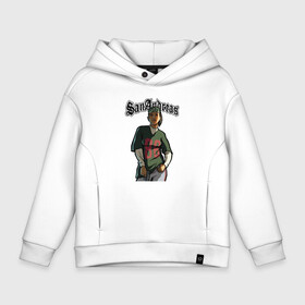 Детское худи Oversize хлопок с принтом San andreas girl в городе Новоалтайск, френч-терри — 70% хлопок, 30% полиэстер. Мягкий теплый начес внутри —100% хлопок | боковые карманы, эластичные манжеты и нижняя кромка, капюшон на магнитной кнопке | girl | gta | gun | san andreas | гирла | гта | пистолет | сан андреас