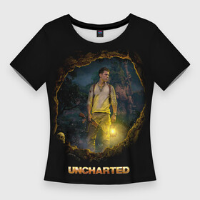 Женская футболка 3D Slim с принтом Uncharted Анчартед. Фильм в городе Новоалтайск,  |  | Тематика изображения на принте: action | nathan nate drake | ps | sam drake | the lost legacy | uncharted | анчартед | игра | игры | кино | на картах не значится | неизведанное | нейтан нейт дрейк | фильм