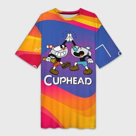 Платье-футболка 3D с принтом Веселые чашечки  Cuphead в городе Новоалтайск,  |  | cuphead | cupheadshow | игра чашки | капхед | капхэд | нетфликс | чашечки | чашка | чашки | шоу | шоу чашечка
