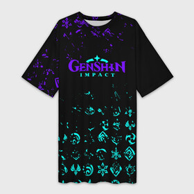 Платье-футболка 3D с принтом GENSHIN NEON PATTERN SYMBOL НЕОН ЭМБЛЕМЫ. в городе Новоалтайск,  |  | genshin impact | razor genshin impact | аниме | геншин | геншин импакт | игра | рэйзор геншин | сяо лин genshin | ци ци геншин импакт