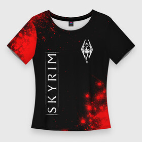 Женская футболка 3D Slim с принтом SKYRIM + Арт в городе Новоалтайск,  |  | bethesda | elder | game | games | logo | online | rpg | scrolls | skyrim | tes | the | бетесда | дракон | драконы | игра | игры | краска | краски | лого | онлайн | рпг | символ | символы | скайрим | тес | тэс