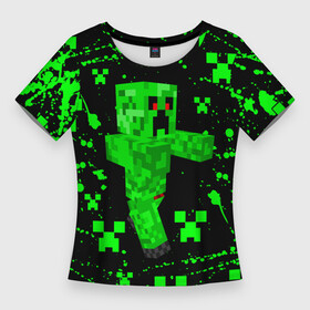 Женская футболка 3D Slim с принтом MINECRAFT  CREEPER МАЙНКРАФТ в городе Новоалтайск,  |  | creeper | game | minecraft | игра | компьютерная игра | криипер | крипер | криппер | майнкрафт | мейнкрафт