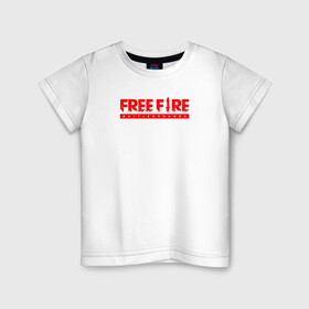 Детская футболка хлопок с принтом Garena Free Fire Гарена в городе Новоалтайск, 100% хлопок | круглый вырез горловины, полуприлегающий силуэт, длина до линии бедер | Тематика изображения на принте: free fire | free fire battlegrounds | garena | garena free fire | гарена | игра | фри фаер | шутер