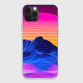 Чехол для iPhone 12 Pro Max с принтом РЕТРО НЕОН | CYBERPUNK в городе Новоалтайск, Силикон |  | Тематика изображения на принте: background | cyberpunk | mountains | neon | retro | space | stars | sun | горы | звезды | киберпанк | космос | неон | ретро | солнце | фон