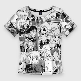 Женская футболка 3D Slim с принтом Ansatsu kyoshitsu pattern в городе Новоалтайск,  |  | anime | karma akabane | koro sensei | nagisa shiota | аниме | анимэ | карма акабанэ | коро сэнсэй | нагиса сиота | шиото нагиса