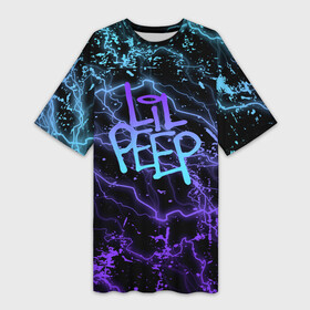 Платье-футболка 3D с принтом lil peep  neon  молнии в городе Новоалтайск,  |  | lil peep | lil prince | pink | зарубежная музыка | лил пип | маленький принц