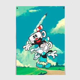 Постер с принтом 2 Чашечки | Cuphead в городе Новоалтайск, 100% бумага
 | бумага, плотность 150 мг. Матовая, но за счет высокого коэффициента гладкости имеет небольшой блеск и дает на свету блики, но в отличии от глянцевой бумаги не покрыта лаком | cuphead | cupheadshow | игра чашки | капхед | капхэд | нетфликс | чашечки | чашка | чашки | шоу | шоу чашечка