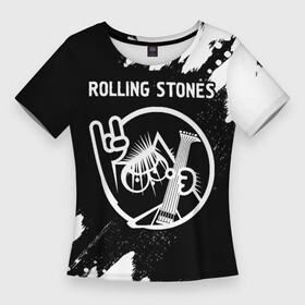Женская футболка 3D Slim с принтом Rolling Stones  КОТ  Краска в городе Новоалтайск,  |  | band | metal | rock | rolling | rolling stones | stones | группа | кот | краска | рок | роллинг | стоунз