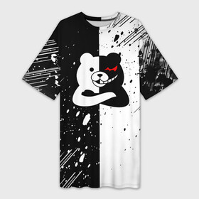 Платье-футболка 3D с принтом monokuma  брызги в городе Новоалтайск,  |  | anime | bear | black  white | danganronpa | kurokuma | monodam | monokuma | monomi | monotaro | pink | rabbit | school | shirokuma | аниме | главарь | мoноми | монокума | черно белый | школа