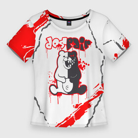 Женская футболка 3D Slim с принтом monokuma  Трещины в городе Новоалтайск,  |  | anime | bear | black  white | danganronpa | kurokuma | monodam | monokuma | monomi | monotaro | pink | rabbit | school | shirokuma | аниме | главарь | мoноми | монокума | черно белый | школа