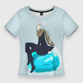 Женская футболка 3D Slim с принтом Римуру на слизе в городе Новоалтайск,  |  | anime | rimuru tempest | slime | аниме | анимэ | о моём перерождении в слизь | римуру темпест | слайм