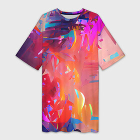 Платье-футболка 3D с принтом Сочные краски в городе Новоалтайск,  |  | abstraction | bright | brush | colors | paint | абстракция | выразительный | кисть | краски | красочный | насыщенный | фееричный | цвета | экспрессия | яркий