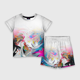 Детский костюм с шортами 3D с принтом Light vibe в городе Новоалтайск,  |  | abstraction | black | bright | brush | colors | splashes | vibe | абстракция | брызги | вайб | краски | разноцветный | рисунок | фееричный | цвета | экспрессия