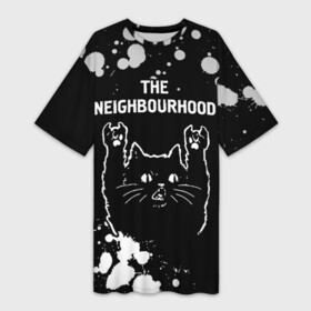 Платье-футболка 3D с принтом The Neighbourhood  Rock Cat в городе Новоалтайск,  |  | band | metal | neighbourhood | paint | rock | the | the neighbourhood | брызги | группа | кот | краска | нэйборхуд | рок | рок кот