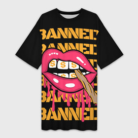 Платье-футболка 3D с принтом Banned в городе Новоалтайск,  |  | banned | lips | губы | деньги | женские губы | забаненный | запрещенный | знак доллара | зубы | помада | рот
