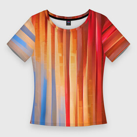 Женская футболка 3D Slim с принтом Refraction of light в городе Новоалтайск,  |  | bright | colors | light | lines | multicoloured | streaks | краски | линии | полосы | разноцветный | рисунок | свет | фееричный | цвета | цветастый | яркий