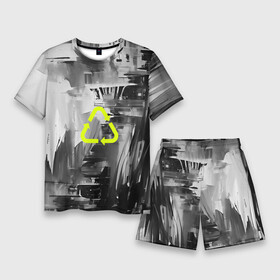 Мужской костюм с шортами 3D с принтом Recycling в городе Новоалтайск,  |  | black | dark | green | monochrome | recycling | white | белый | бесцветный | зеленый | значок | кислотный | краски | монохромный | переработка | стрелки | темный | чернобелый | черный