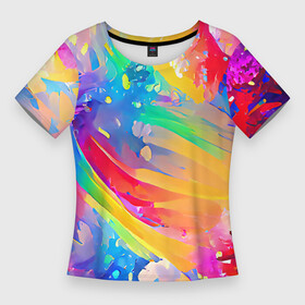 Женская футболка 3D Slim с принтом Радужный рисунок в городе Новоалтайск,  |  | bright | colors | funny | multicoloured | positive | rainbow | summer | абстракция | веселый | забавный | краски | красочный | лето | насыщенный | позитив | радостный | радуга | разноцветный | сочный | фееричный | цвета | яркий