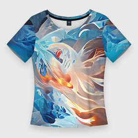 Женская футболка 3D Slim с принтом Ice  flame в городе Новоалтайск,  |  | abstraction | blue | bright | colors | elements | flame | ice | multicoloured | orange | red | абстракция | вода | красный | лед | огонь | оранжевый | пламя | разноцветный | синий | стихии | цвета | яркий