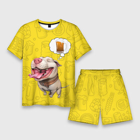 Мужской костюм с шортами 3D с принтом BeerBull в городе Новоалтайск,  |  | beer | pitbull | квас | любитель кваса | м | мем | мем с собакой | напиток | пенный напиток | питбуль | собака | собака мечтает | хочу квас