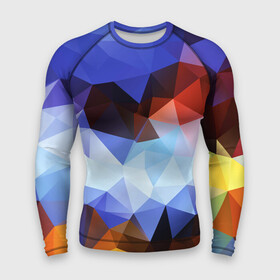 Мужской рашгард 3D с принтом Абстрактный цветной узор из треугольников  Abstract colored triangle pattern в городе Новоалтайск,  |  | abstraction | color | pattern | triangle | абстракция | треугольник | узор | цвет