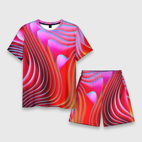 Мужской костюм с шортами 3D с принтом Разноцветные неоновые полосы  Волна  Multicolored neon stripes  Wave в городе Новоалтайск,  |  | abstraction | color | fashion | neon | pattern | raster | stripe | wave | абстракция | волна | мода | неон | паттерн | полоса | растр | цвет
