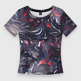 Женская футболка 3D Slim с принтом Мрамор темный в городе Новоалтайск,  |  | abstraction | colors | dark | marble | multicoloured | pattern | texture | абстракция | краски | мрамор | паттерн | разноцветный | стекло расплавленное | текстура | темный | узор | цвета
